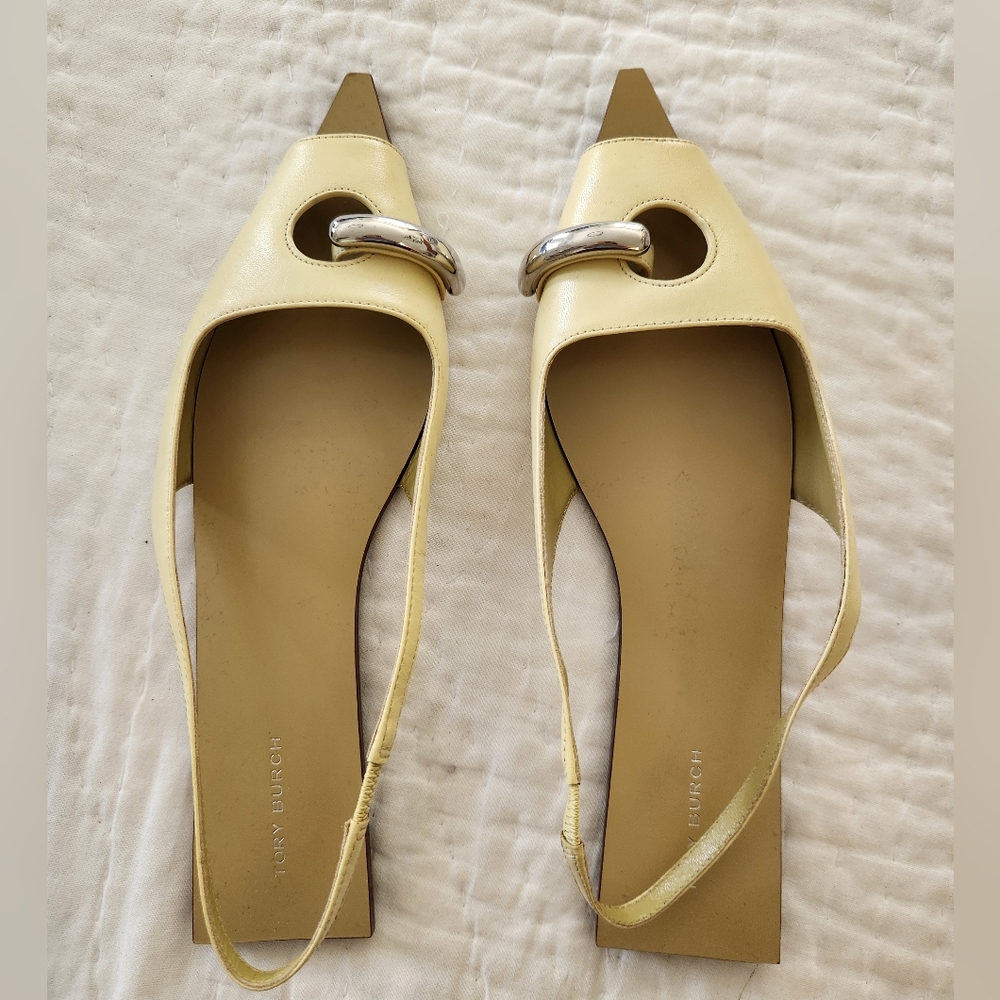 Tory Burch Pierced Yellow Slingback Flats NEVER WORN